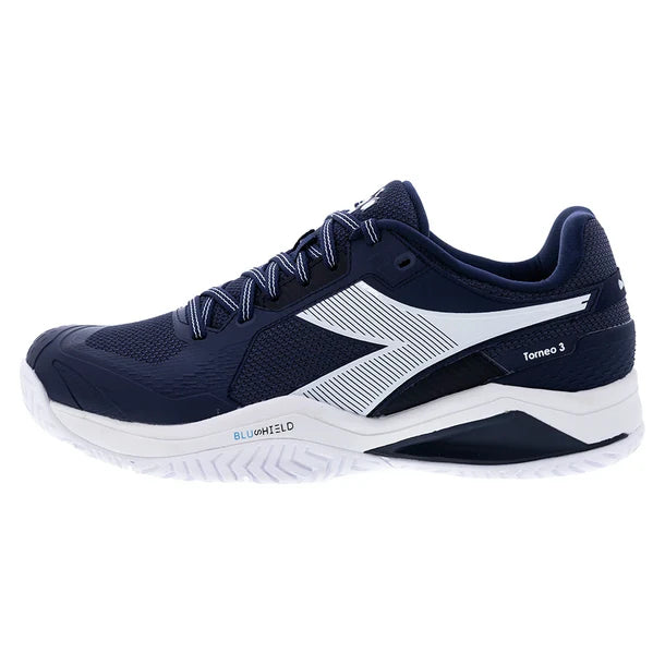 Men`s Diadora Blushield Torneo 3 Tennis Shoes Blue Corsair and White